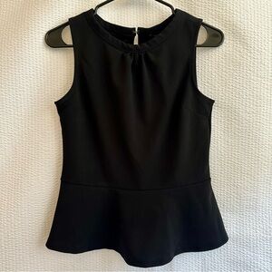 Banana Republic Black Peplum Sleeveless Top Career Stretch Petite Small Blouse